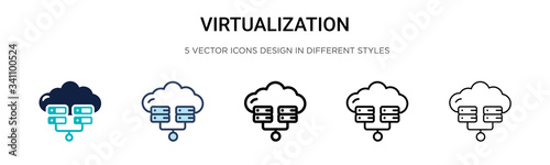 Virtualization icon in filled, thin line, outline and stroke style. Vector illustration of two colored and black virtualization vector icons designs can be used for mobile, ui,