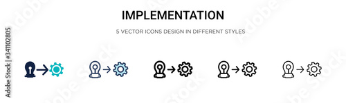 Implementation icon in filled, thin line, outline and stroke style. Vector illustration of two colored and black implementation vector icons designs can be used for mobile, ui,
