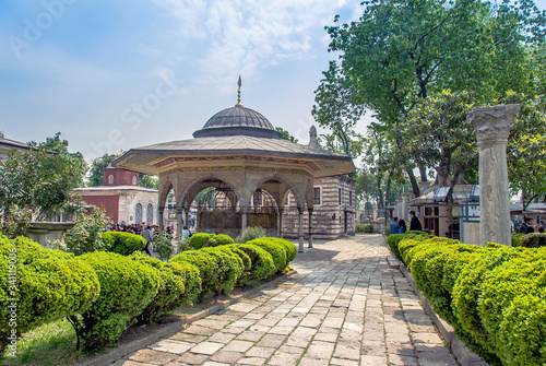 Fatih, Istanbul, Turkey, 09 May 2006: Hagia Sophia Fountain, Sultan 1. Mahmud 1741
