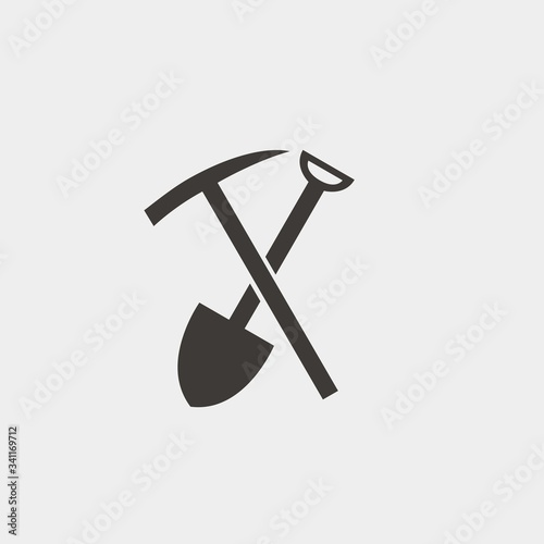 shovel and hoe icon vector illustration and symbol for website and graphic design