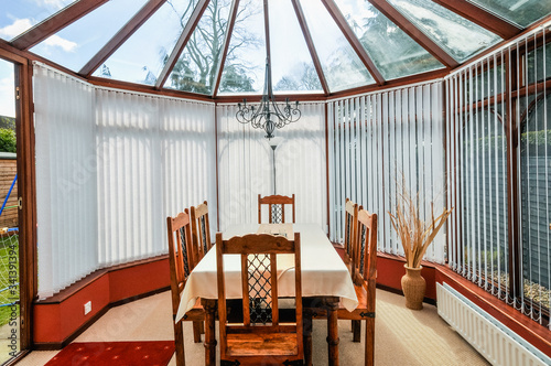 Dining table in a household conservatory