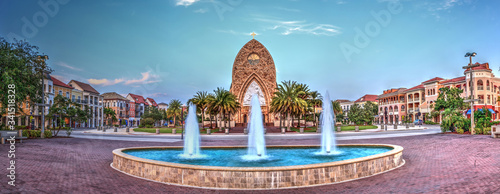 Water fountain in front of the Ave Maria Parish Church