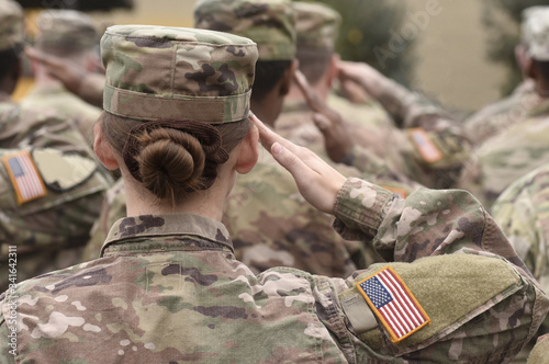 Memorial day. Veterans Day. American Soldiers Saluting. US Army. Military of USA .