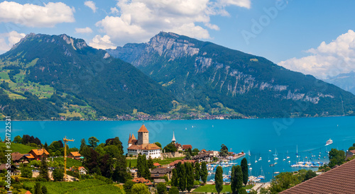 Aerial view of Monteux at Geneva lake