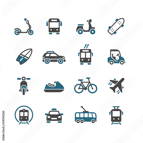 Public transport vector icons set