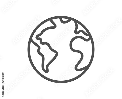 World planet line icon. Web internet sign. Global marketing symbol. Quality design element. Editable stroke. Linear style world planet icon. Vector