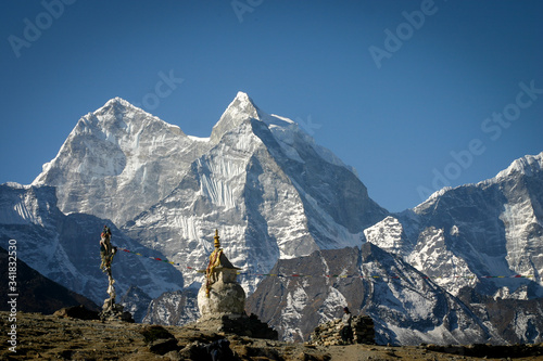 Little stupa in the mountains in Nepal