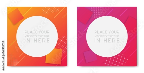 Creative liquid square banner background Trendy gradient shapes composition with square element