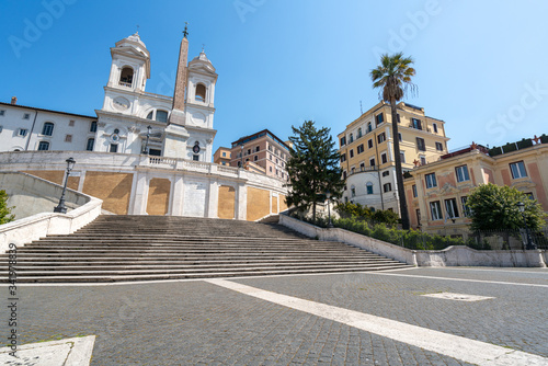 Piazza di Spagna in Rome appears like a ghost city during the covid-19 emergency lock down