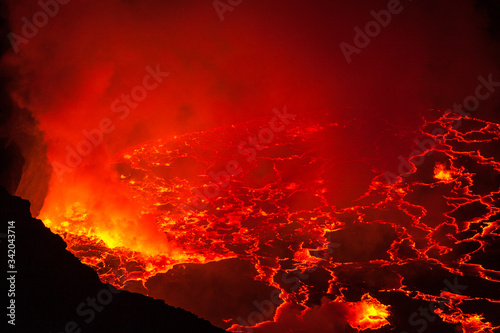 The surface of the lava lake inside the volcano