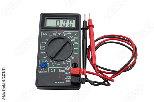 Digital multimeter on white background