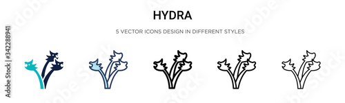 Hydra icon in filled, thin line, outline and stroke style. Vector illustration of two colored and black hydra vector icons designs can be used for mobile, ui, web