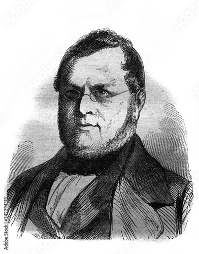 Portrait of the Count Camillo Benzo di Cavour, Italy's first Prime Minister in the old book The Essays in Newest History, by I.I. Grigorovich, 1883, St. Petersburg
