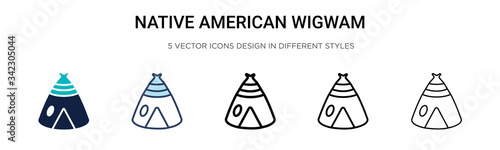 Native american wigwam icon in filled, thin line, outline and stroke style. Vector illustration of two colored and black native american wigwam vector icons designs can be used for mobile, ui, web