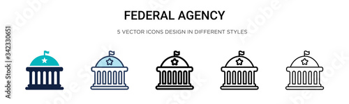 Federal agency icon in filled, thin line, outline and stroke style. Vector illustration of two colored and black federal agency vector icons designs can be used for mobile, ui, web