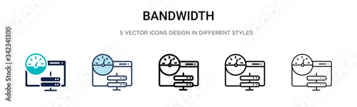 Bandwidth icon in filled, thin line, outline and stroke style. Vector illustration of two colored and black bandwidth vector icons designs can be used for mobile, ui, web