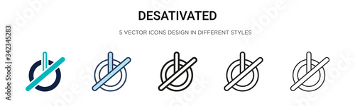 Desativated icon in filled, thin line, outline and stroke style. Vector illustration of two colored and black desativated vector icons designs can be used for mobile, ui, web