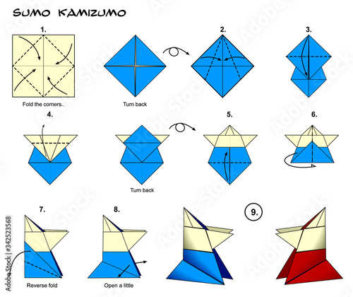 Origami sumo wrestler diagram instructions steps