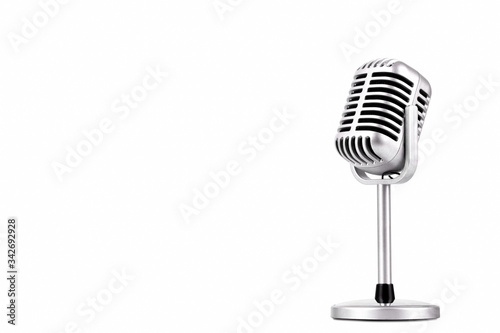 Retro microphone isolated on white background