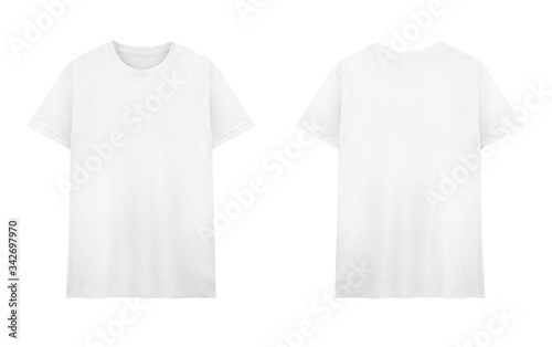 White T-shirt front and back on white background.