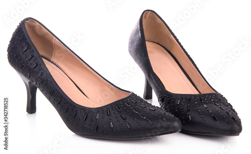 Women's black high heel shoes isolated on a white background