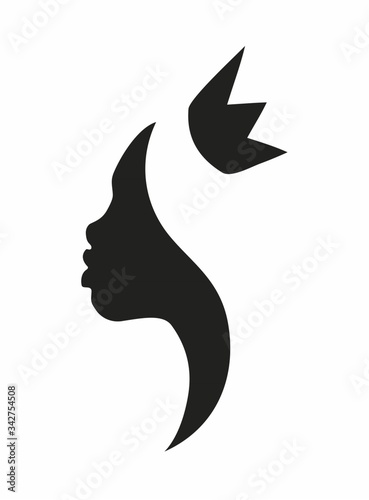 African queen face silhouette in crown