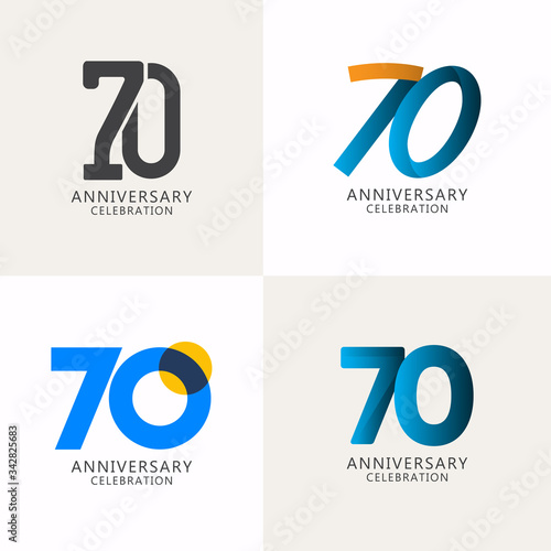 70 Years Anniversary Celebration Compilation Logo Vector Template Design Illustration