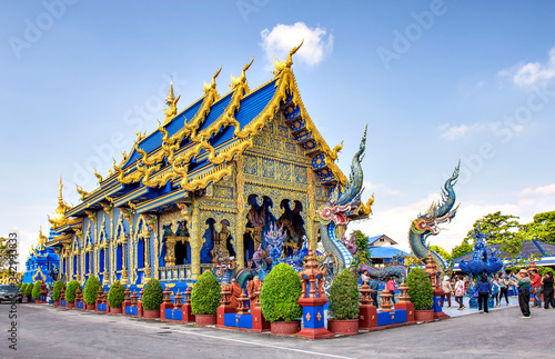 Main Blue Chapel of Wat Rong Suea Ten Temple, Chiangrai, Thailand