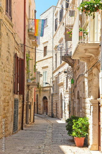 A narrow street in the village of Molfetta in Puglia 
