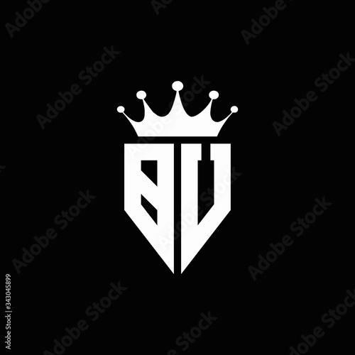 BU logo monogram emblem style with crown shape design template