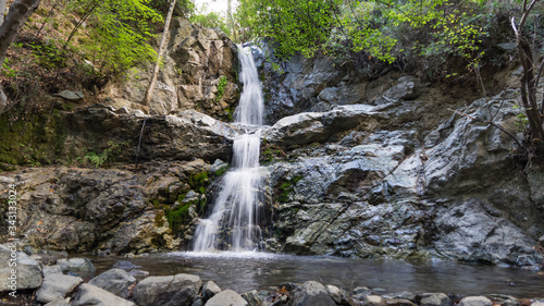 Beautiful waterfall in forest. Mountains of troodos, Cyprus