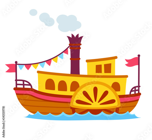 Cartoon retro steamboat