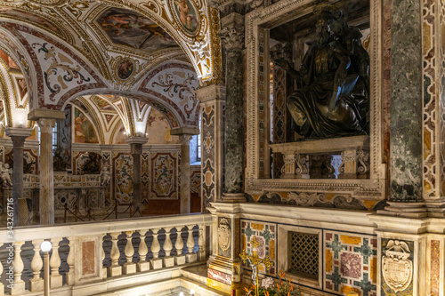 The decorated crypt of Salerno Cathedral (Duomo di Salerno), hosting the relics of Saint Matthew, Campania, Italy