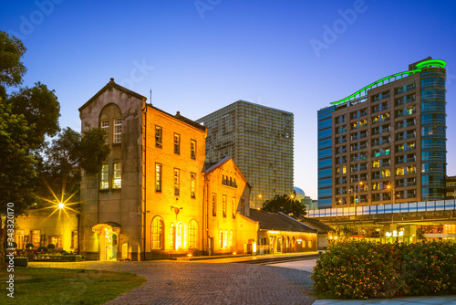 night view of Huashan 1914 Creative Park in taipei, taiwan