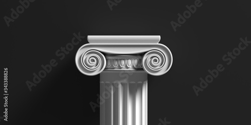 Marble pillar column classic greek against black background. 3d illustration