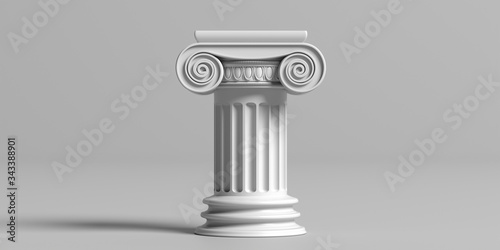 Marble pillar column classic greek against gray background. 3d illustration