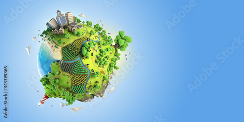 globe concept of idyllic fantasy green world