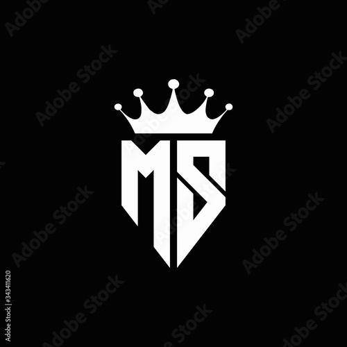 MS logo monogram emblem style with crown shape design template