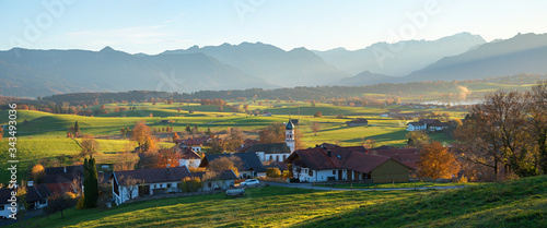 idyllic village aidling, rural bavarian landscape, german autumnal scenery