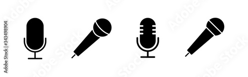 Microphone Icons set. Mic sign. Karaoke microphone icon. Broadcast mic sign