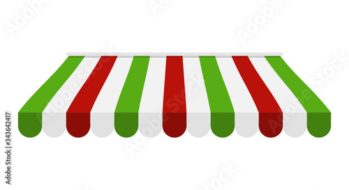 Pizzeria awnings. Italian food design elements in the colors of the italian flag. Vector illustration.