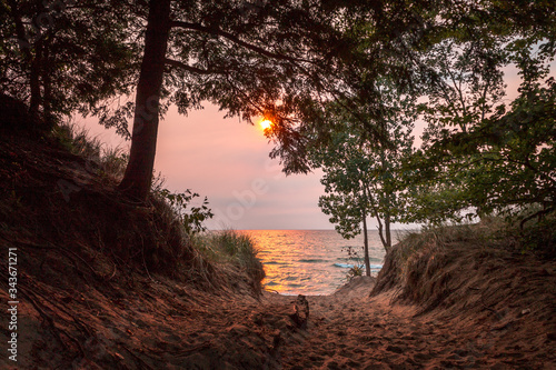 Sunset on Lake Michigan at Saugatuck Michigan