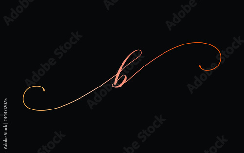 b Lowercase Cursive Letter Logo design, Vector Template