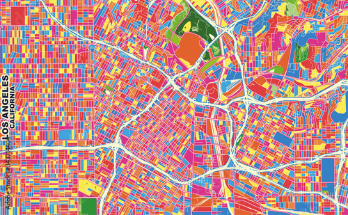 Los Angeles, California, U.S.A., colorful vector map