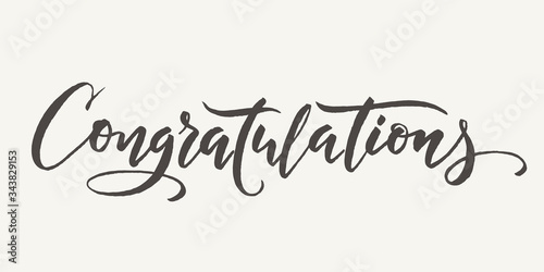 Congratulations calligraphy. Hand written text. Lettering. Calligraphic banner.