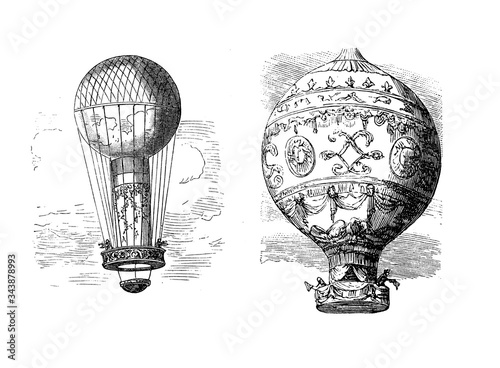 The first untethered balloon flight by Pilatre de Rozier and the Marquis d'Arlandes from de Bois de Boulogne Paris in 1783