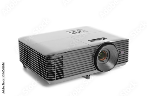 Modern video projector on white background