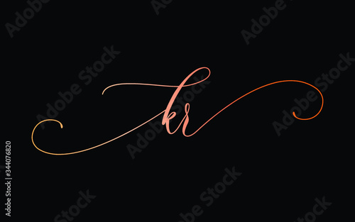 kr or k, r Lowercase Cursive Letter Initial Logo Design, Vector Template