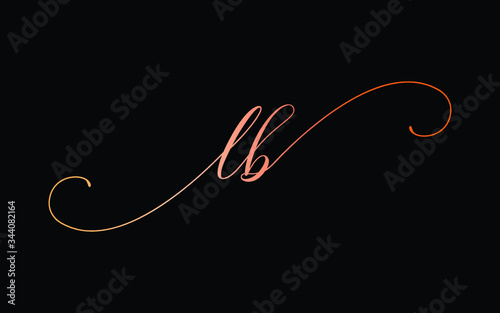 lb or l, b Lowercase Cursive Letter Initial Logo Design, Vector Template