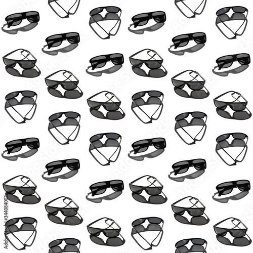 pattern of black sunglasses on a white background